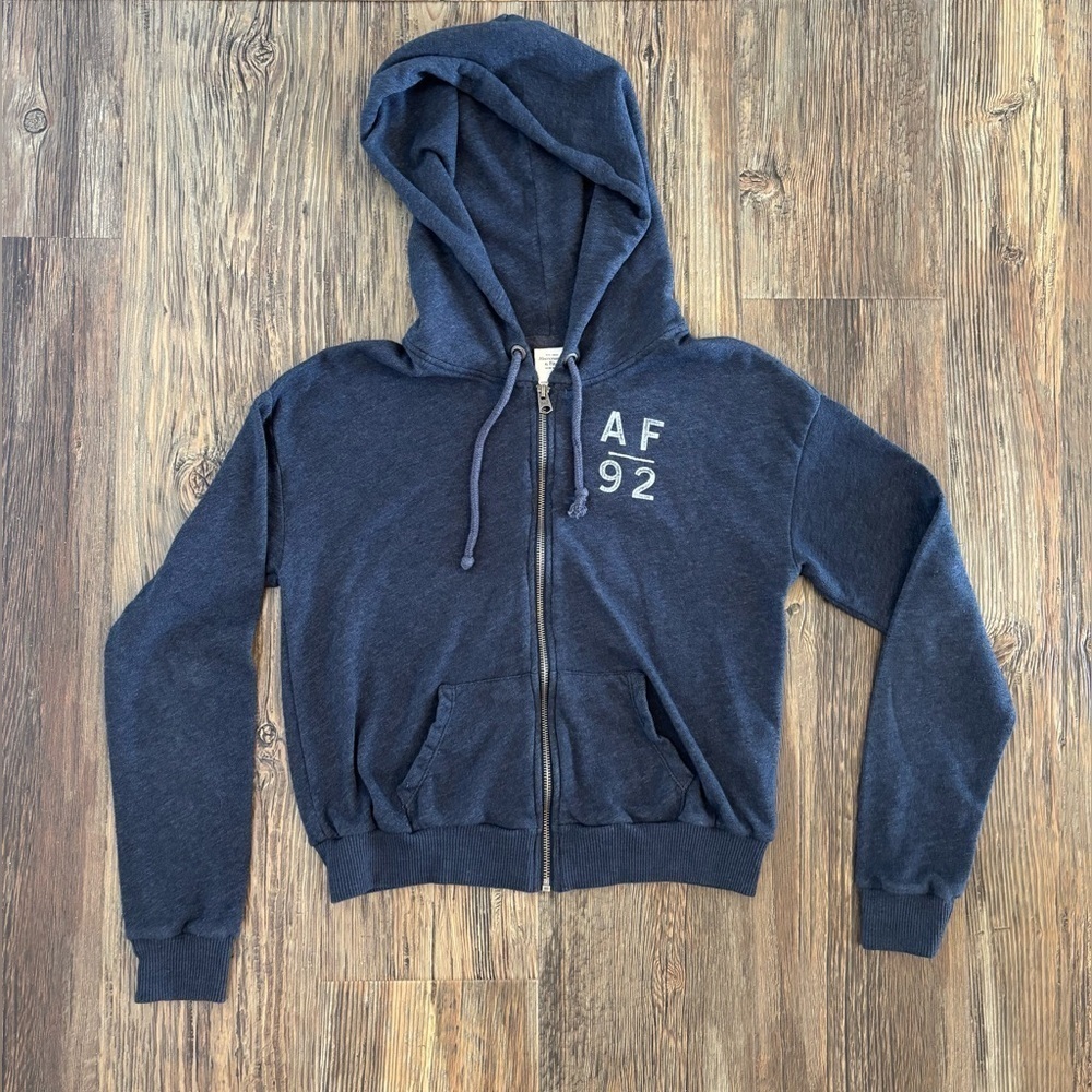 Abercrombie & Fitch Full Zip Hooded Sweatshirt Womens Juniors Medium Blue Hoodie
